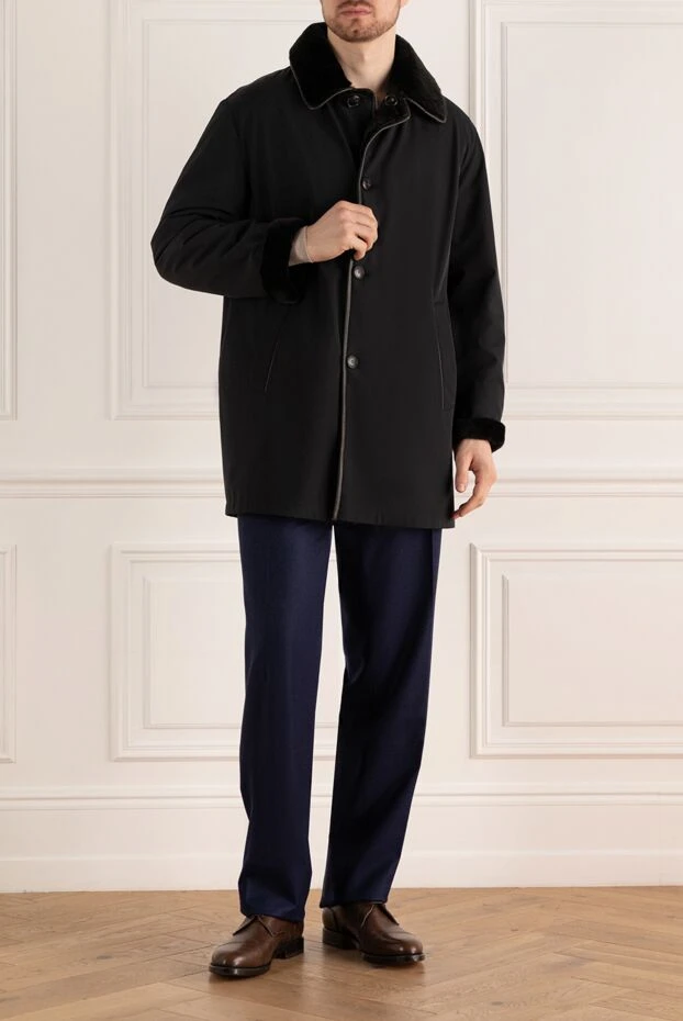 Gallotti man black lambskin and polyamide coat for men купить с ценами и фото 135530 - photo 2