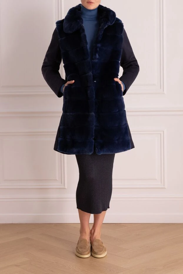 Gallotti woman women's blue fur coat made of natural fur and wool купить с ценами и фото 135553 - photo 2