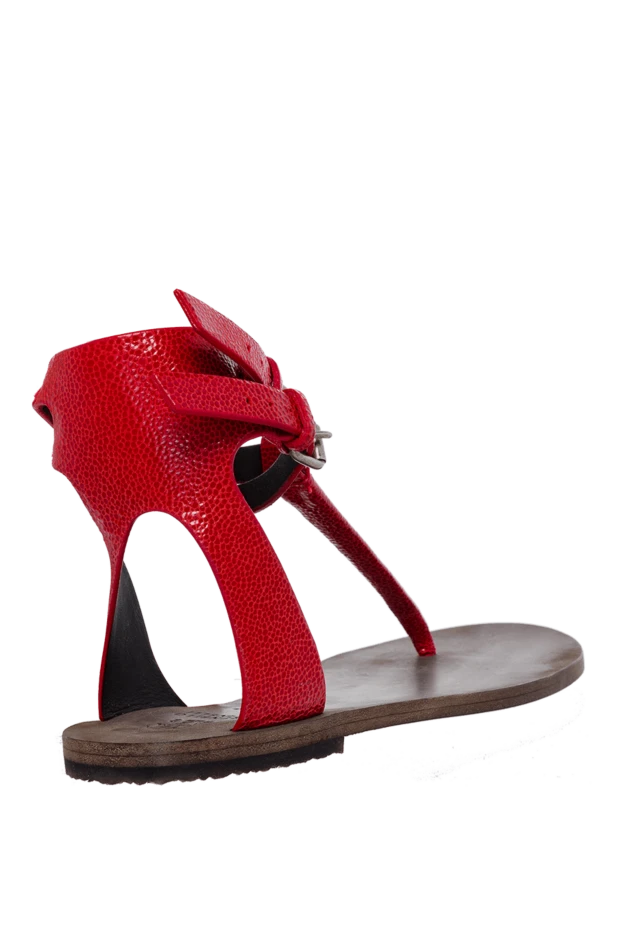 Brunello Cucinelli сандалии женские кожаные с тонкими ремешками красные 135600 - фото 3