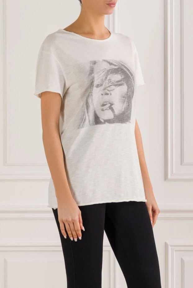 Белая хлопковая футболка с принтом мужская - фото 2