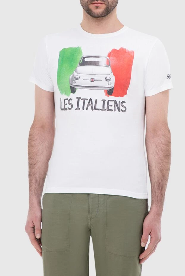 MC2 Saint Barth ретро автомобиль дизайны мен les italiens жазуы бар ақ футболка 135743 - фото 3