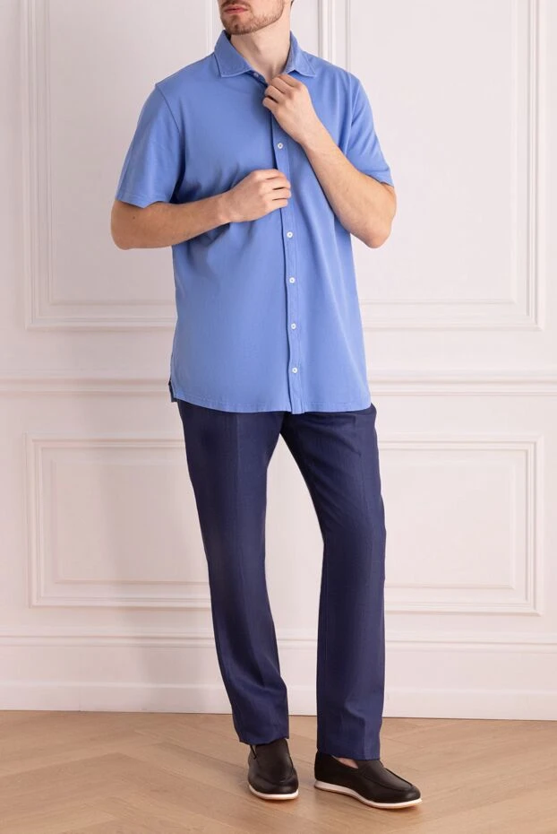 MC2 Saint Barth man blue cotton shirt for men купить с ценами и фото 135785 - photo 2