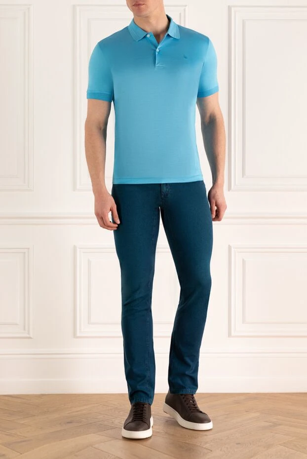 Gran Sasso man blue cotton polo for men купить с ценами и фото 135848 - photo 2