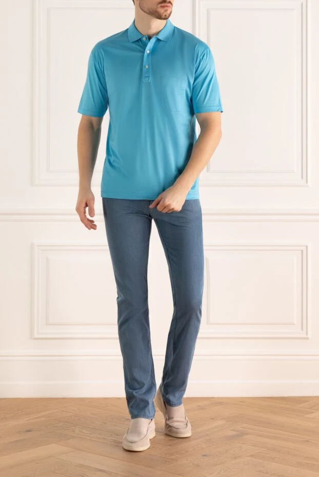 Gran Sasso man blue cotton polo for men купить с ценами и фото 135850 - photo 2