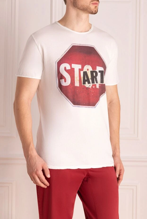 Bisibiglio белая футболка из хлопка с оригинальным арт-принтом stop art 135973 - фото 3