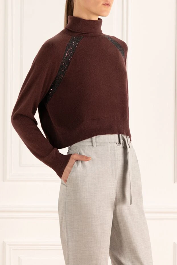Brunello Cucinelli cashmere burgundy jumper for women 136165 - photo 3