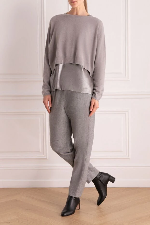 Brunello Cucinelli woman gray cashmere jumper for women купить с ценами и фото 136167 - photo 2