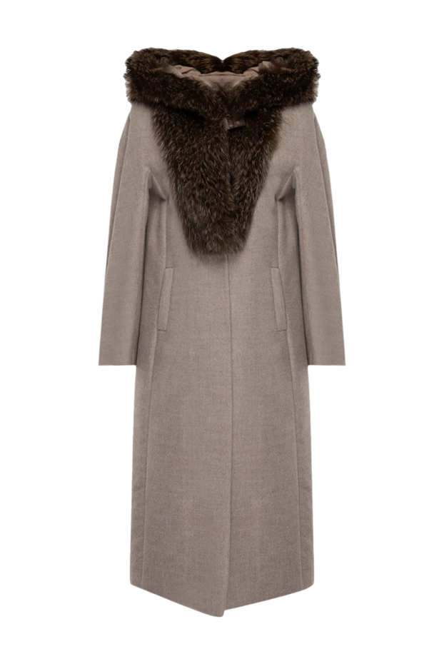 Brunello Cucinelli woman women's beige alpaca wool and polyamide coat купить с ценами и фото 136201 - photo 1