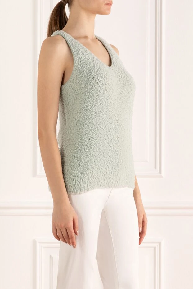 Brunello Cucinelli women's blue cashmere and polyamide top 136225 - photo 3