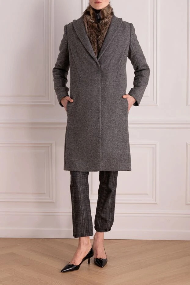 Brunello Cucinelli woman women's beige alpaca wool and polyamide coat купить с ценами и фото 136392 - photo 2