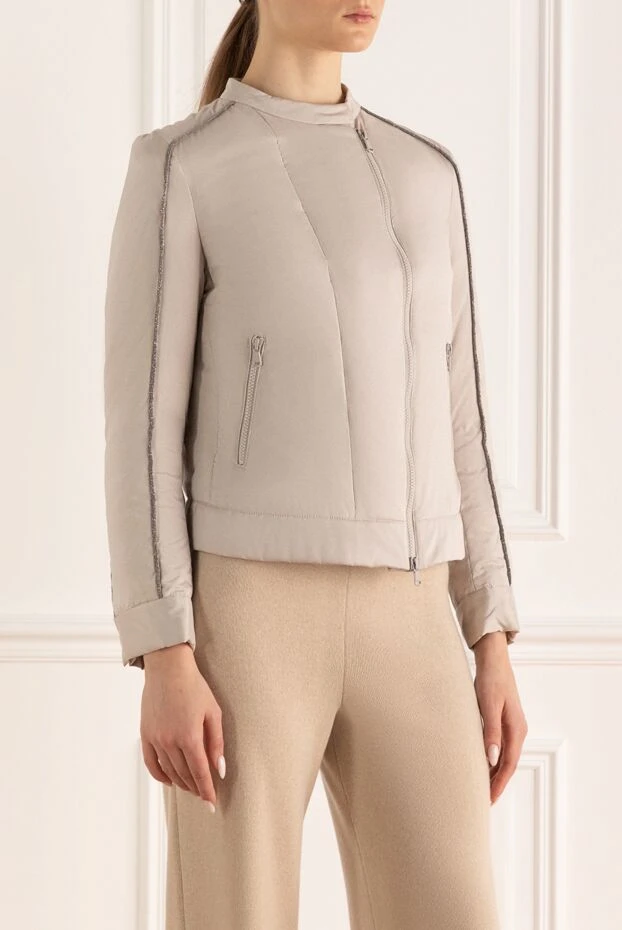 Brunello Cucinelli әйелдерге арналған бежевый жібек күрте 136430 - фото 3