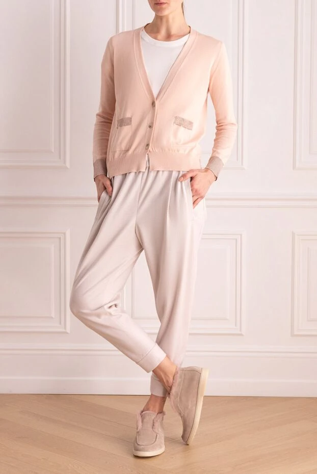 Brunello Cucinelli woman beige cashmere trousers for women купить с ценами и фото 136494 - photo 2