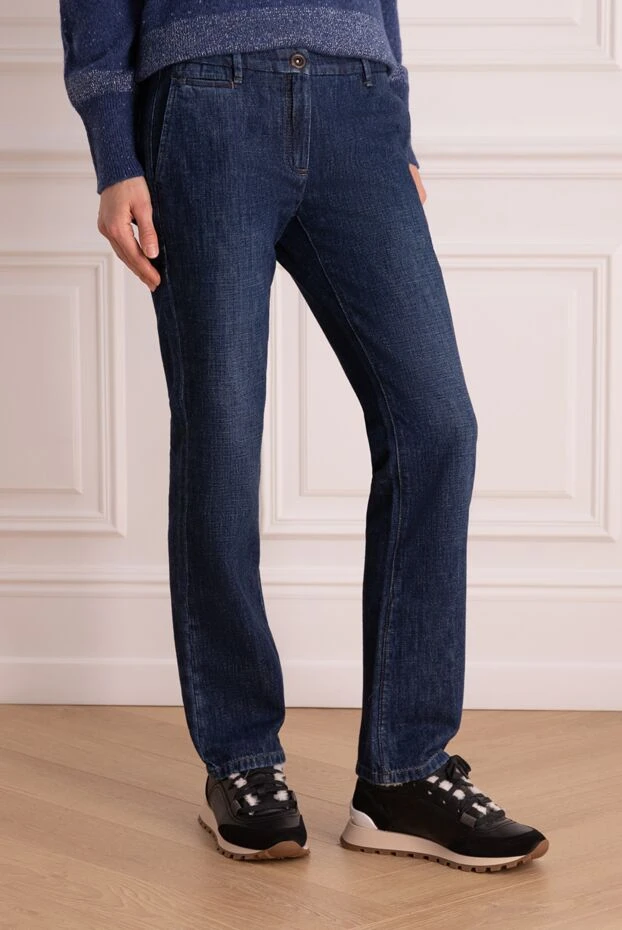 Brunello Cucinelli джинсы прямого кроя из тёмно-синего денима женские 136507 - фото 3