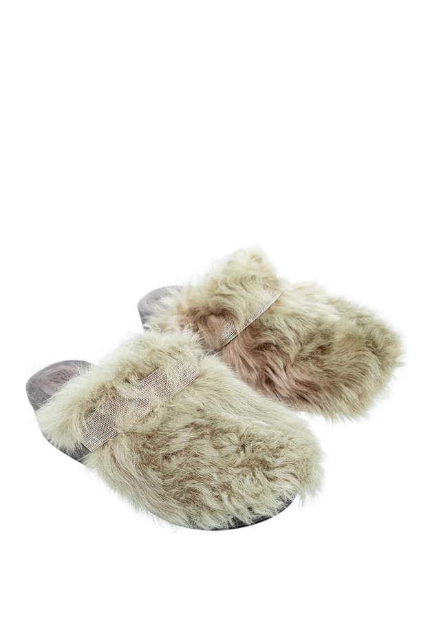 Brunello Cucinelli women's beige sandals with fur 136614 - photo 3