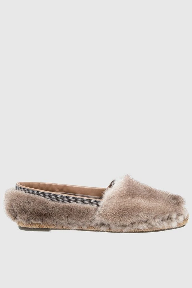 Brunello Cucinelli woman beige fur espadrilles for women купить с ценами и фото 136633 - photo 1