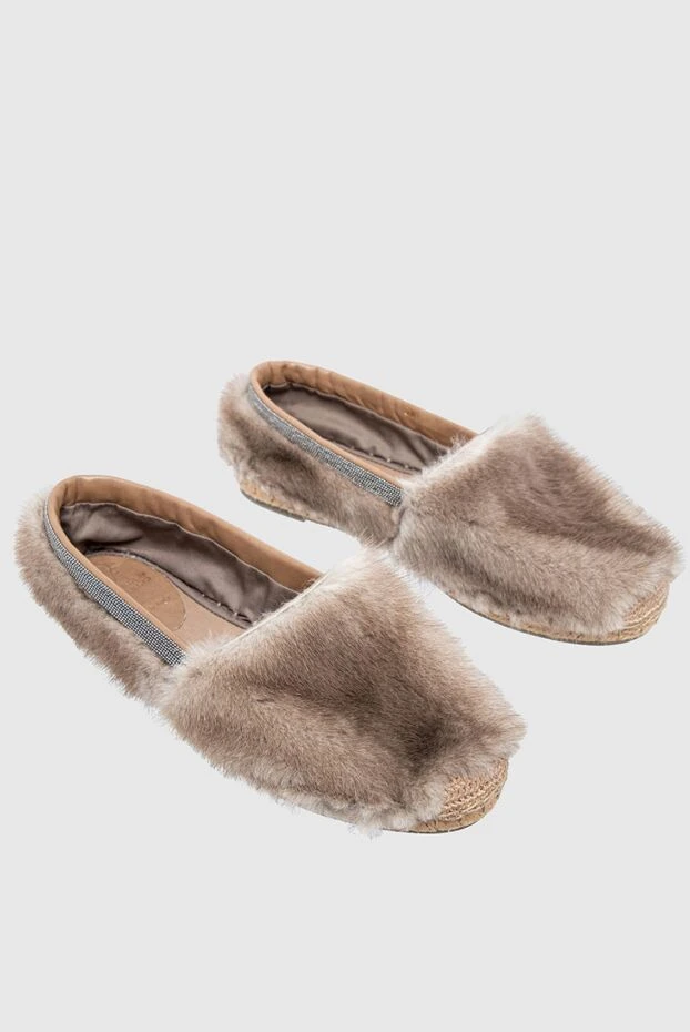 Brunello Cucinelli эспадрильи женщины беговые кожаные с мехом норки 136633 - фото 3