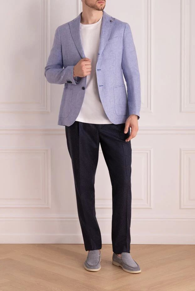 Sartoria Latorre man blue linen jacket for men купить с ценами и фото 136700 - photo 2