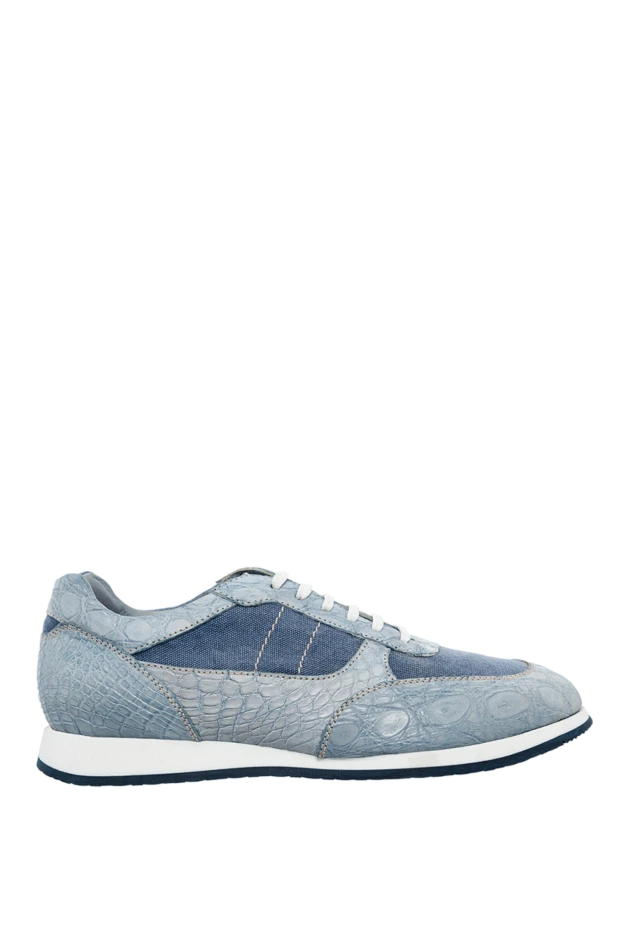 JM man blue crocodile and canvas sneakers for men купить с ценами и фото 136713 - photo 1