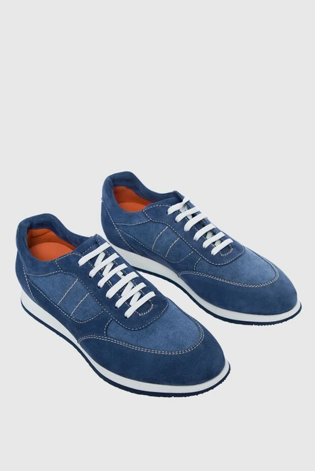 JM man sneakers in nubuck and canvas blue for men 136718 - photo 3