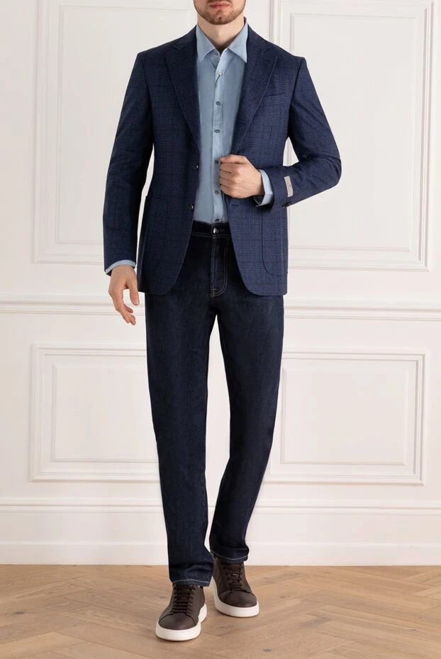 Canali man blue wool and cashmere jacket for men купить с ценами и фото 136788 - photo 2