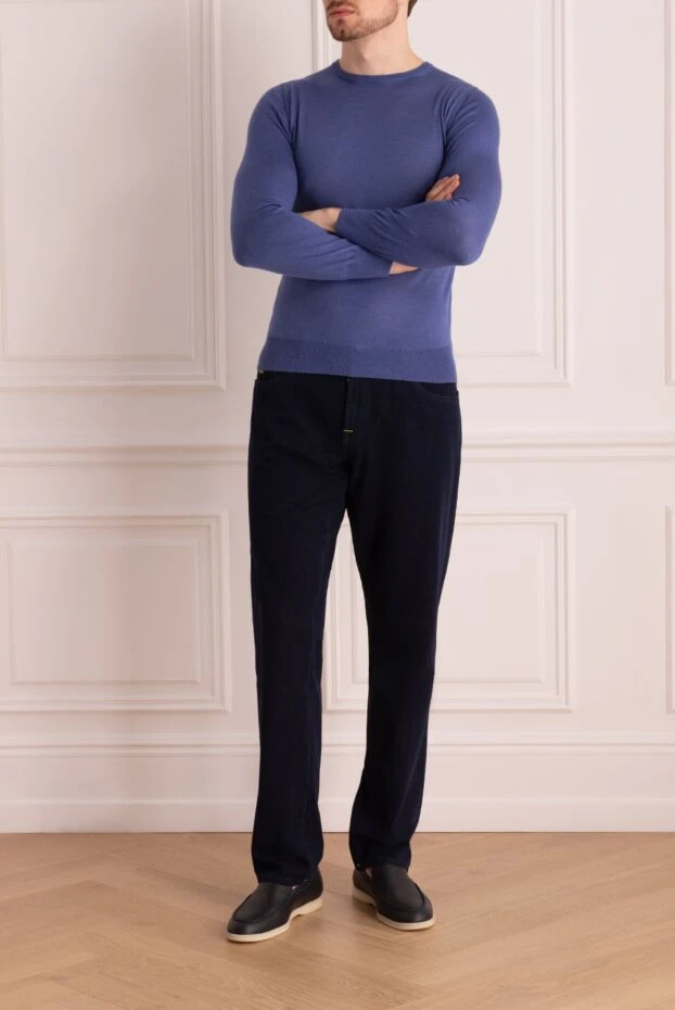 Casheart man cashmere and silk jumper blue for men купить с ценами и фото 136840 - photo 2