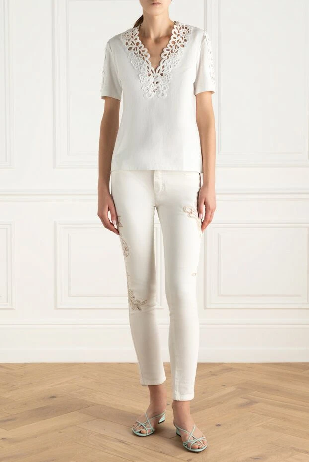 Ermanno Scervino woman white polyamide and viscose trousers for women купить с ценами и фото 136930 - photo 2