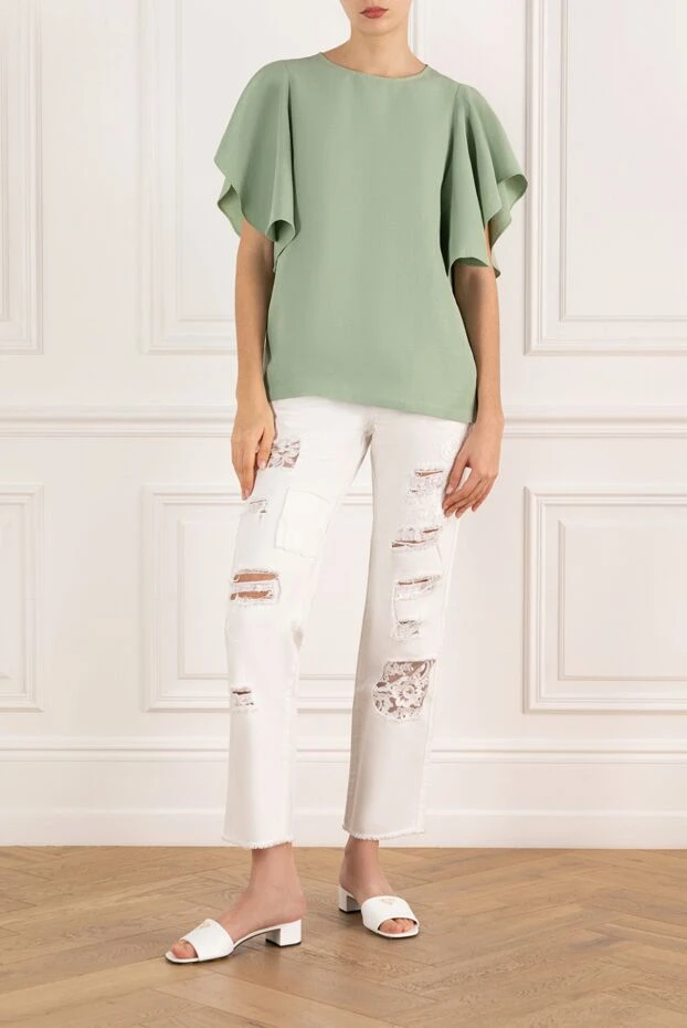 Ermanno Scervino әйелдерге арналған ақ түсті джинсы кесінділермен және кестемен 136932 - фото 2