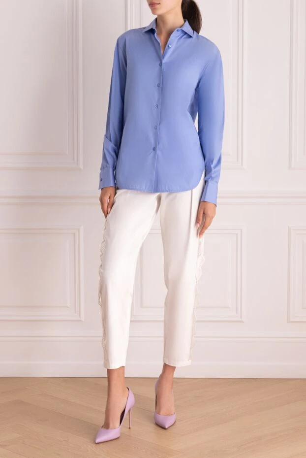 Ermanno Scervino woman blue cotton shirt for women купить с ценами и фото 136943 - photo 2