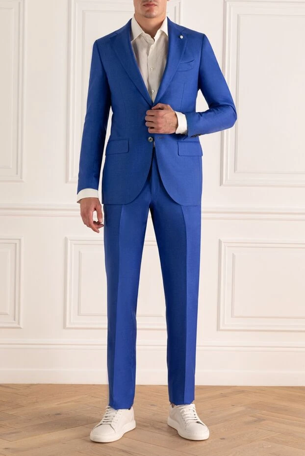 Lubiam man men's suit made of wool and silk, blue купить с ценами и фото 136979 - photo 2