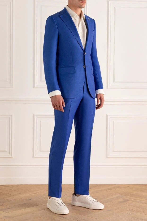 Lubiam blue wool and silk men's suit 136979 - photo 3