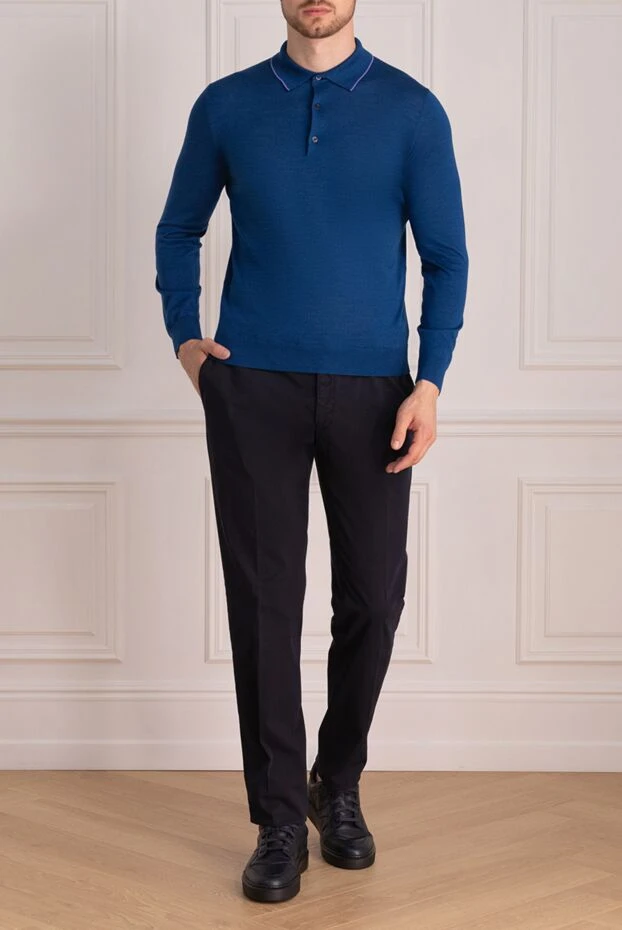 Lubiam man blue cotton trousers for men купить с ценами и фото 136985 - photo 2