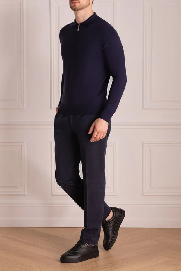 Lubiam man blue cotton trousers for men купить с ценами и фото 136989 - photo 2