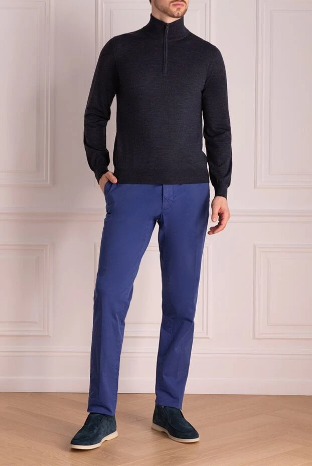 Lubiam man blue cotton trousers for men купить с ценами и фото 136990 - photo 2