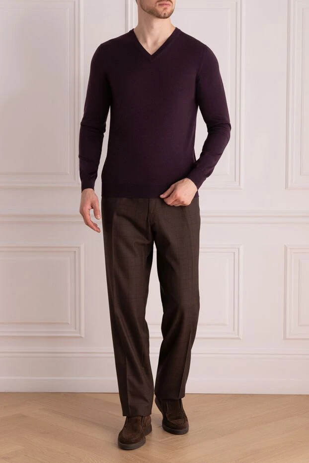 Lubiam man men's brown wool trousers купить с ценами и фото 136992 - photo 2