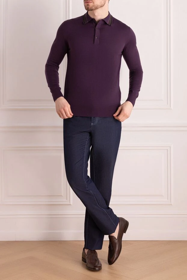 Massimo Sforza man long sleeve polo in wool and silk violet for men купить с ценами и фото 137017 - photo 2