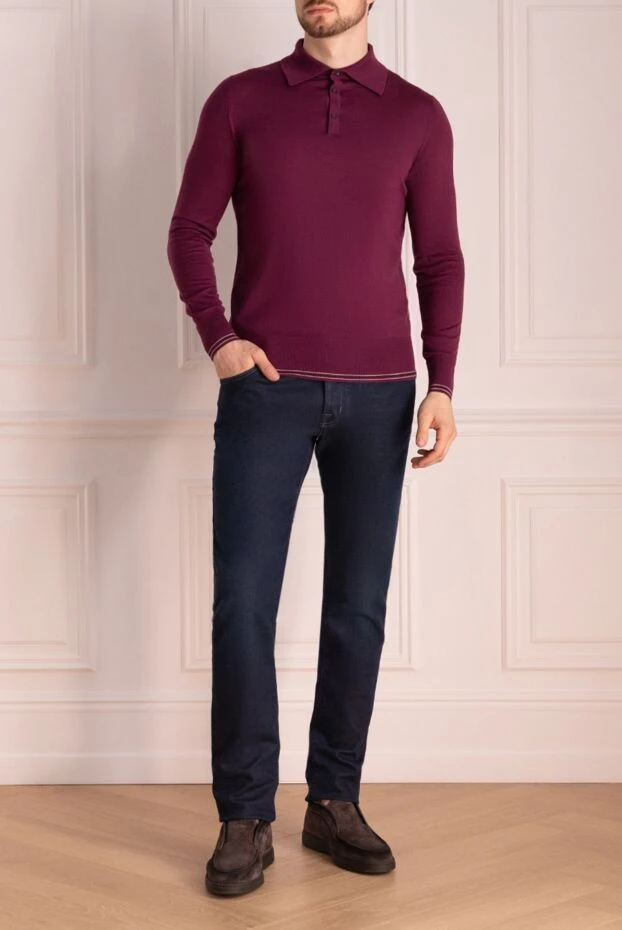 Massimo Sforza man wool long sleeve polo burgundy for men купить с ценами и фото 137044 - photo 2