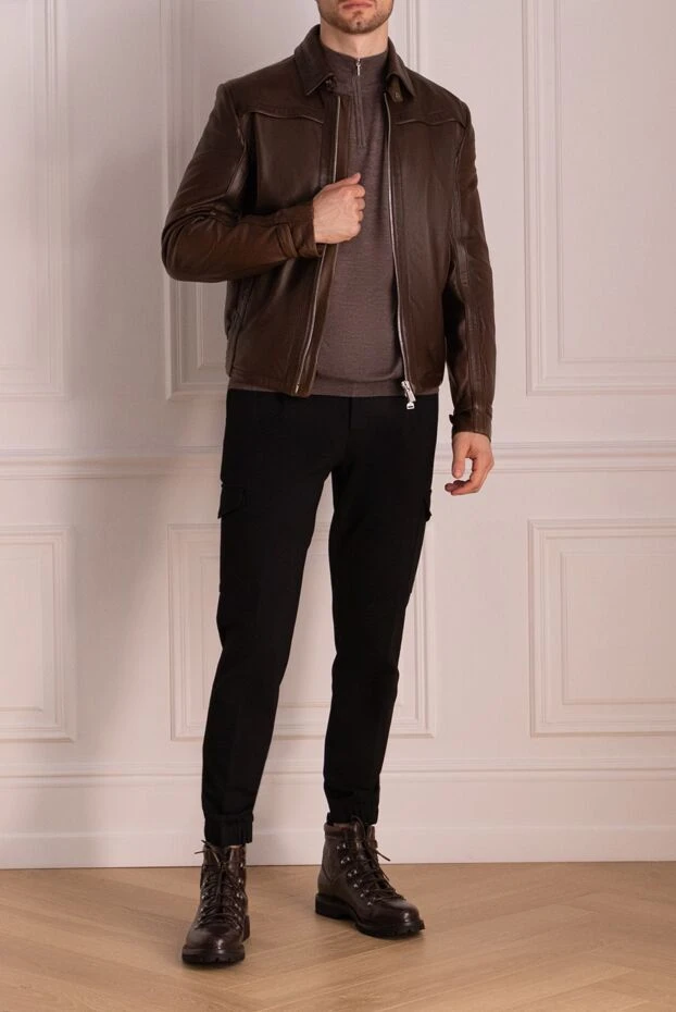 Massimo Sforza man brown leather jacket for men купить с ценами и фото 137088 - photo 2