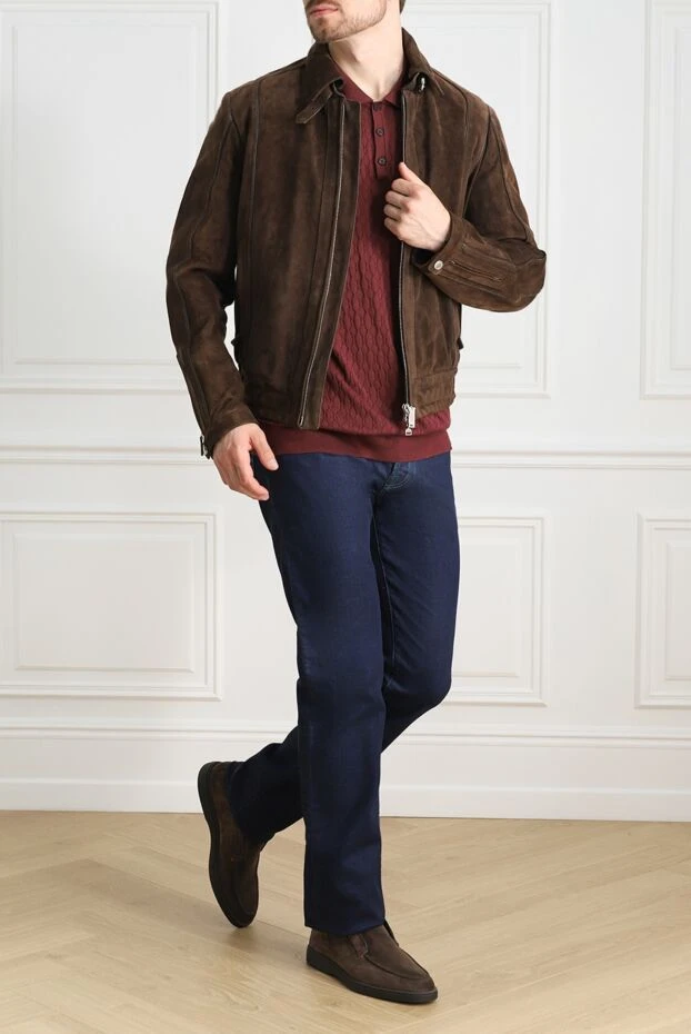 Massimo Sforza man brown suede jacket for men купить с ценами и фото 137089 - photo 2