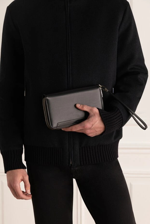 Brioni man black men's clutch bag made of genuine leather купить с ценами и фото 137137 - photo 2