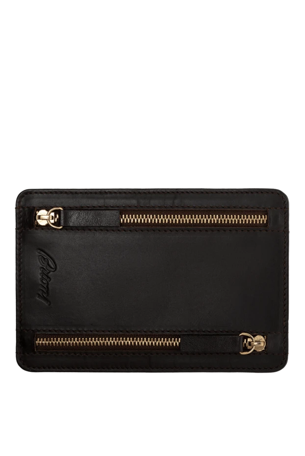 Brioni man black leather business card holder for men купить с ценами и фото 137155 - photo 1