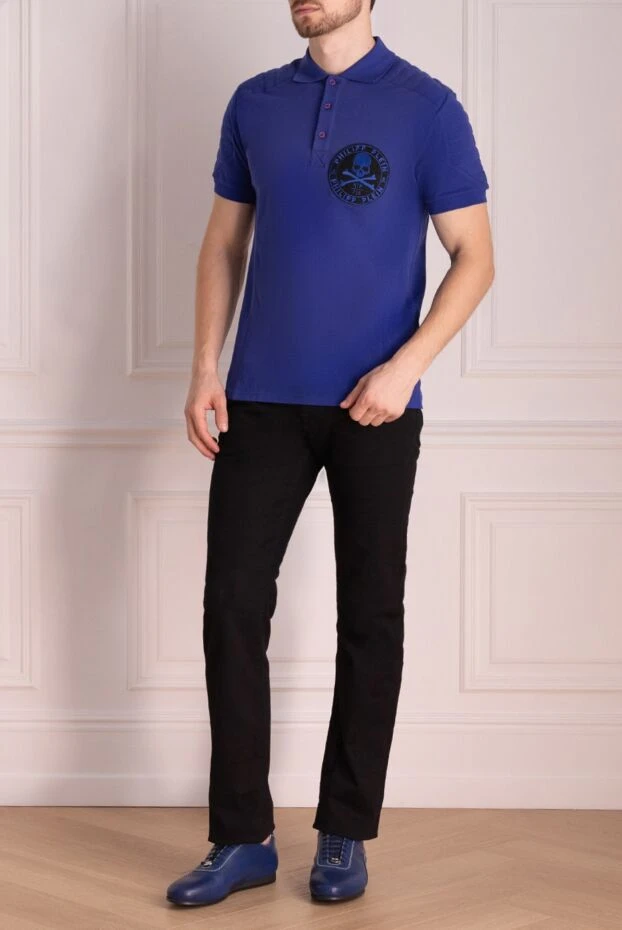 Philipp Plein man cotton polo blue for men купить с ценами и фото 137186 - photo 2