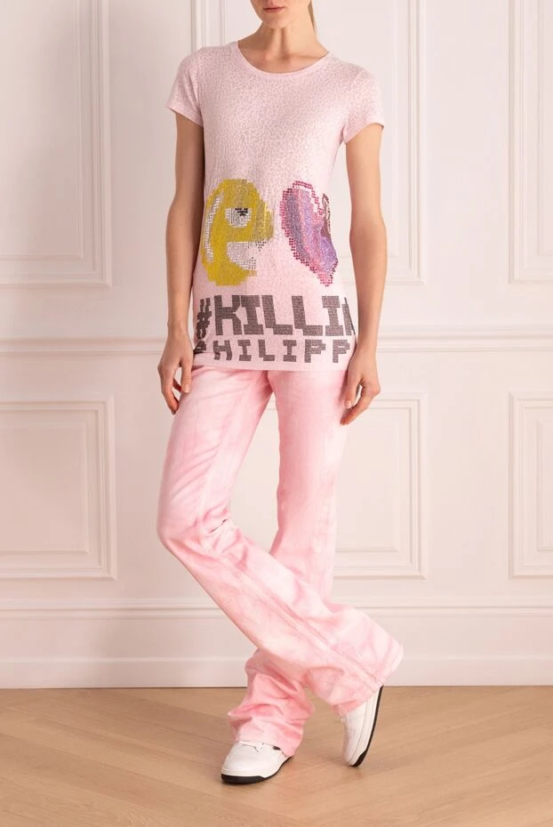 Philipp Plein woman pink polyester and cotton t-shirt for women купить с ценами и фото 137215 - photo 2