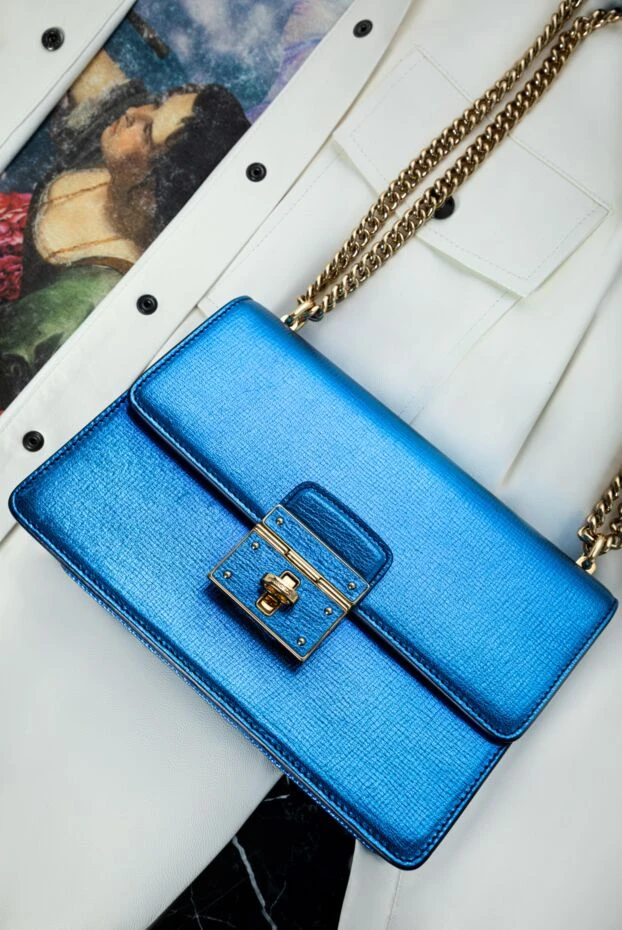 Сумка женская кожаная бархатно-синяя - фото 2