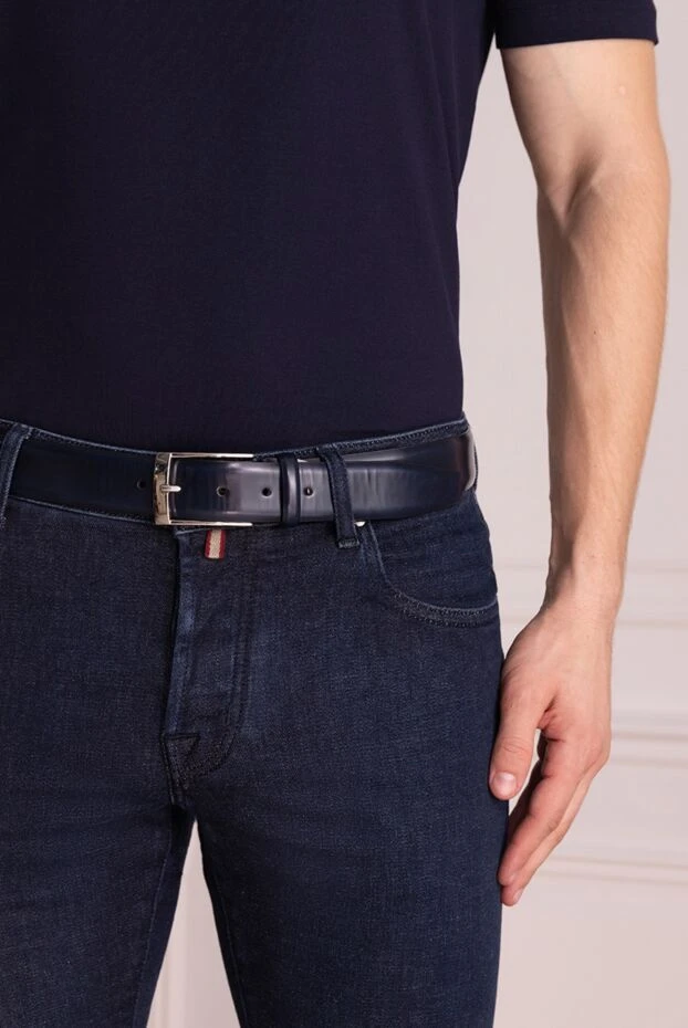 Corneliani man leather belt blue for men купить с ценами и фото 137451 - photo 2