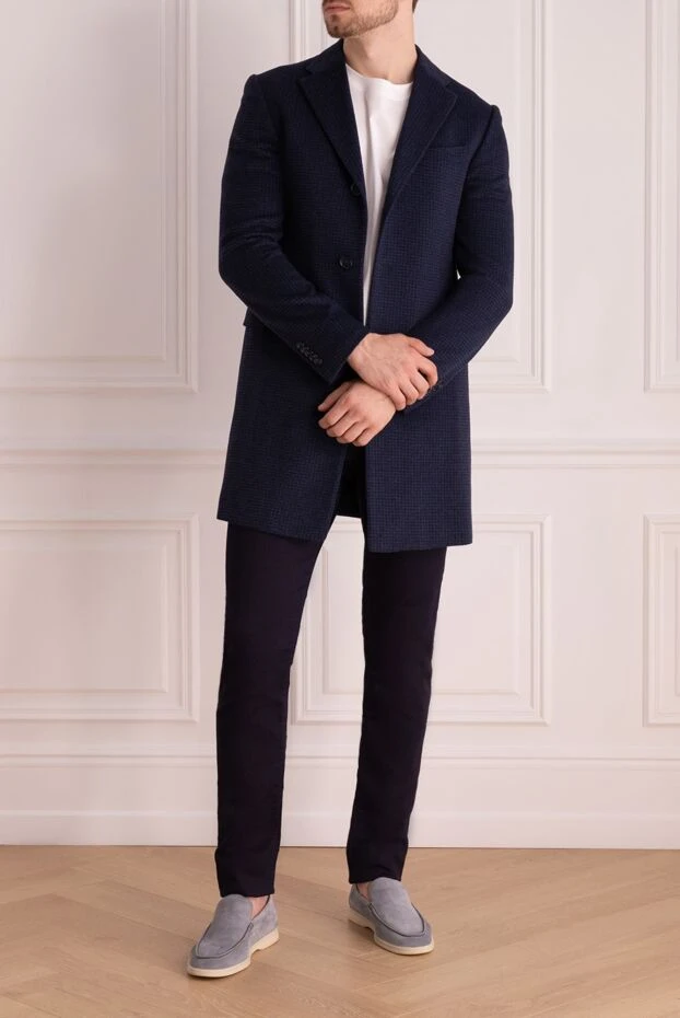 Corneliani man blue wool coat for men купить с ценами и фото 137518 - photo 2