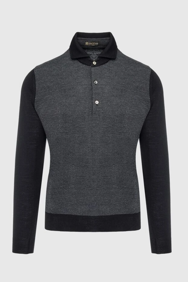 Corneliani man wool long sleeve polo gray for men купить с ценами и фото 137557 - photo 1