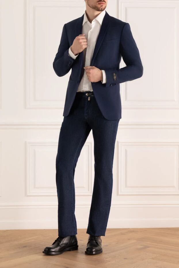 Corneliani man blue wool jacket for men купить с ценами и фото 137621 - photo 2