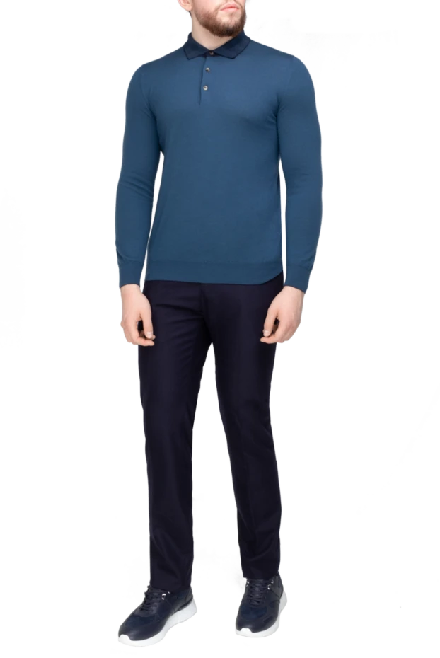 Marco Pescarolo man men's blue wool and cashmere trousers купить с ценами и фото 137733 - photo 2