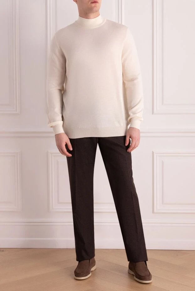 Cesare di Napoli man brown wool and cashmere trousers купить с ценами и фото 137747 - photo 2