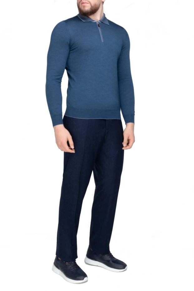 Marco Pescarolo man blue wool trousers for men купить с ценами и фото 137757 - photo 2